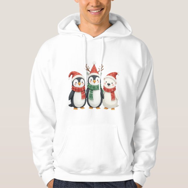 Cute Penguins Design Hoodie  (Front)