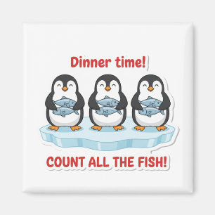 Cute Penguins Dinner Time Counting Fish Math Game Magnet