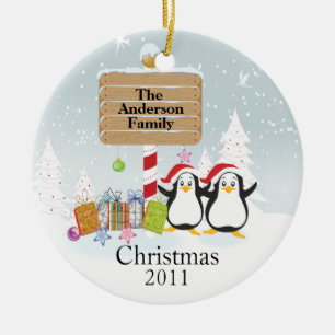 Cute Penguins Family of 2 Christmas Ornament