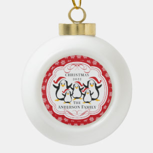 Cute Penguins Family of 5 Christmas Ornament