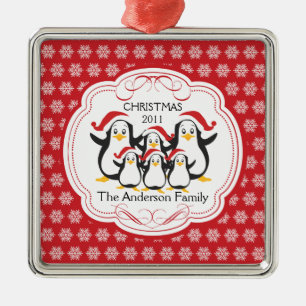Cute Penguins Family of 6 Christmas Ornament