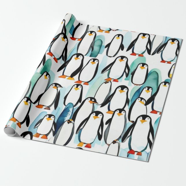 Cute penguins gift ideas Wrapping Paper (Unrolled)