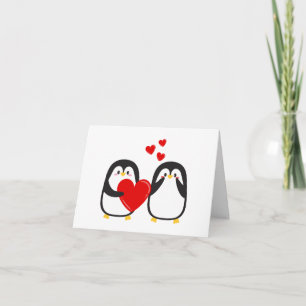 Cute penguins in love - card