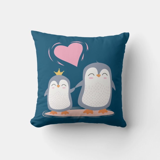  cute penguins in love cushion (Front)