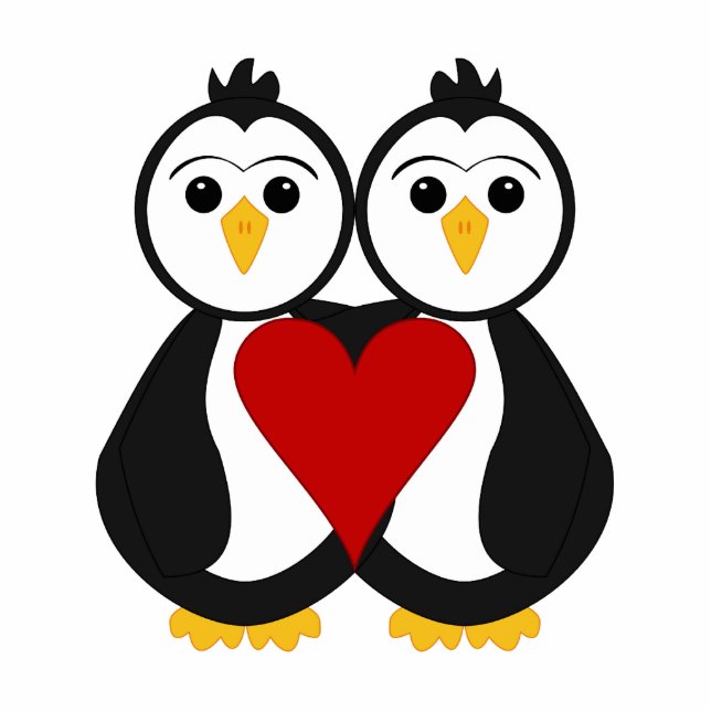 Cute Penguins In Love Photo Sculpture Decoration (Front)
