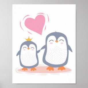  cute penguins in love poster