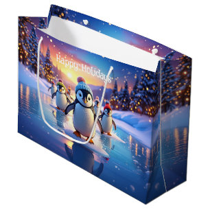 Cute Penguins in Winter Hats Gift Bag