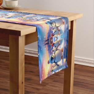 Cute Penguins in Winter Hats Table Runner