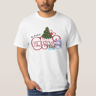 Cute Penguins & Kawaii Snowman Winter Wonderland C T-Shirt