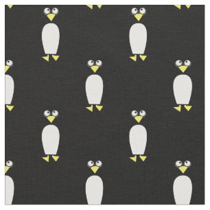 Cute Penguins Kids Baby Nursery Black Fabric