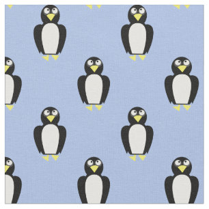 Cute Penguins Kids Baby Nursery Light Blue Fabric