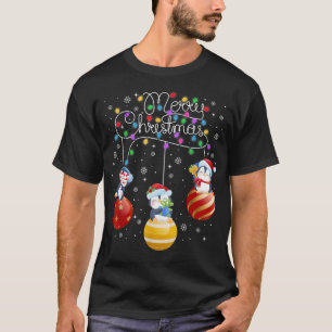 Cute Penguins Merry Christmas Lights Ornaments Bal T-Shirt