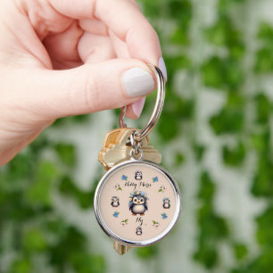 Cute Penguins Name and Initials Key Ring