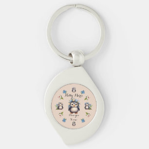 Cute Penguins Name Bilingual Text Te amo I love u Key Ring