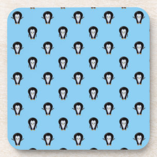 Cute Penguins over Winter Blue Coaster