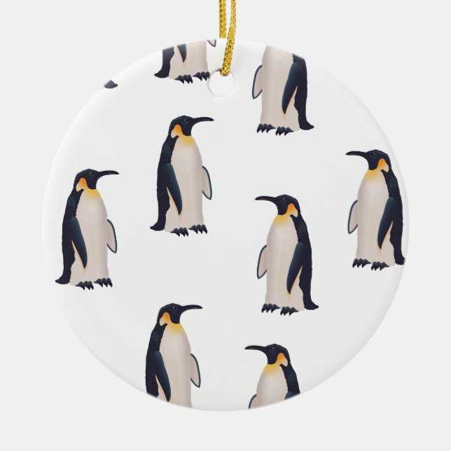Cute Penguins Pattern Ceramic Tree Decoration (Front)
