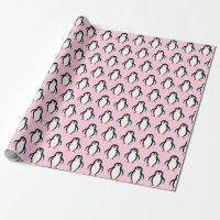 Cute Penguins Pattern on Light Pastel Pink