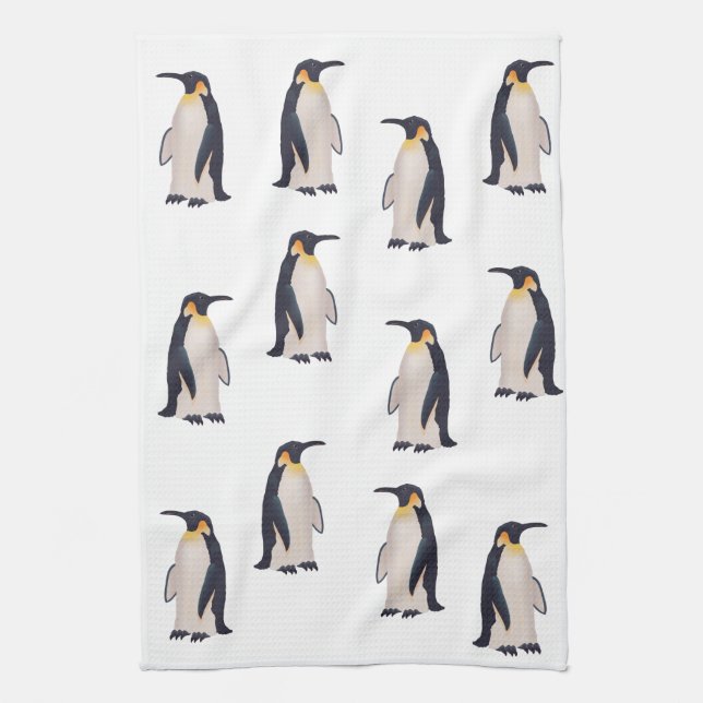Cute Penguins Pattern Tea Towel (Vertical)
