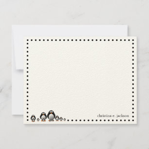 Cute Penguins Personalised Note Card