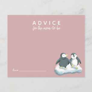 Cute Penguins Pink Advice for Mummy Card