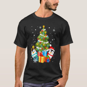 Cute Penguins Santa Hat Reindeer Horn Christmas Tr T-Shirt