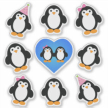 Cute Penguins Sticker Set