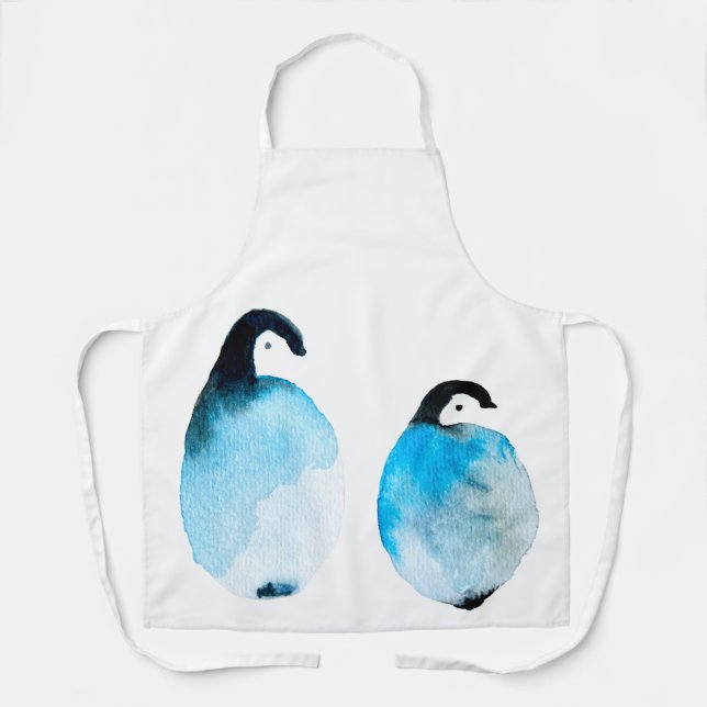Cute Penguins watercolor Apron (Front)
