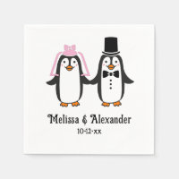Cute Penguins Wedding Couple Names Date #3SmP