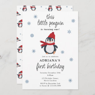 Cute Penguins Winter Birds Arctic Animals Birthday Invitation