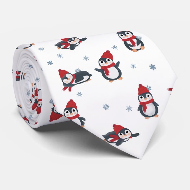 Cute Penguins Winter Birds Arctic Animals Tie (Rolled)