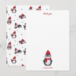 Cute Penguins Winter Birds Arctic Christmas Thank You Card