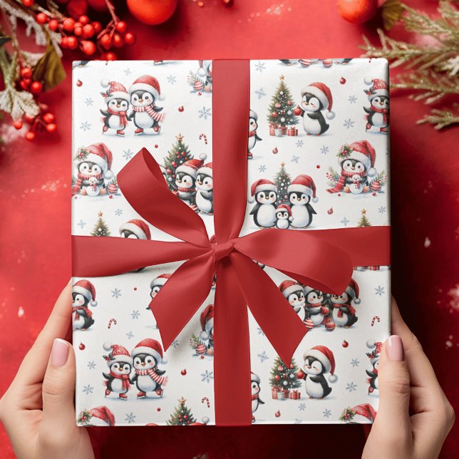 Cute Penguins Winter Holidays Christmas Wrapping Paper (Creator Uploaded)