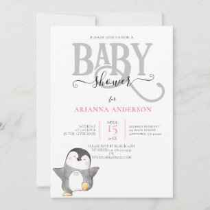 CUTE PENQUIN GENDER NEUTRAL BABY SHOWER INVITATION
