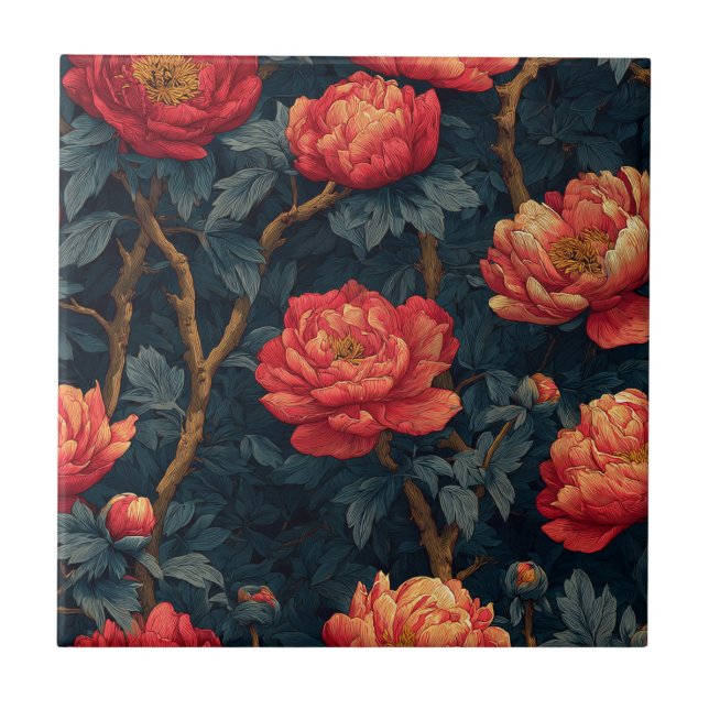Cute Peonies Ceramic Tiles  For Kitchen Wall (Front)