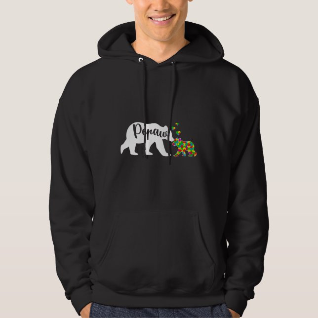 Cute Pepaw Bear Autism Awareness Family Support Au Hoodie (Front)