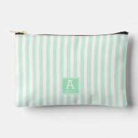 Cute Peppermint Green Stripes Monogrammed Initials