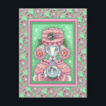 CUTE PEPPERMINT PINK POODLE AND SNOWGLOBE SNOWMAN POSTCARD<br><div class="desc">PRETTY IN PINK AND HOLIDAY CHEER.  POODLE CHRISTMAS POSTCARD *Customise ... .Look For Matching Items Susan Brack Designs</div>