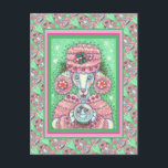 CUTE PEPPERMINT PINK POODLE AND SNOWGLOBE SNOWMAN POSTCARD<br><div class="desc">PRETTY IN PINK AND HOLIDAY CHEER.  POODLE CHRISTMAS POSTCARD *Customise ... .Look For Matching Items Susan Brack Designs</div>