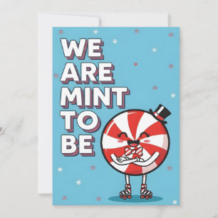 Cute Peppermint Pun We Are Mint To Be Illustration Thank You Card