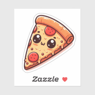 Cute Pepperoni Pizza Custom-Cut Vinyl Stickers