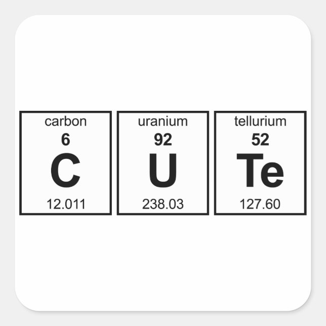 CUTe Periodic Table Square Sticker (Front)
