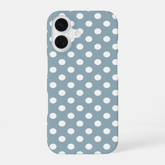 Cute Periwinkle Polka Dots Pattern iPhone 16 Case (Back)