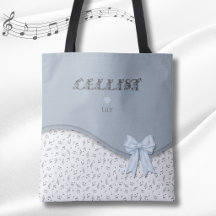 Cute Periwinkle Treble Clef Cellist Tote Bag
