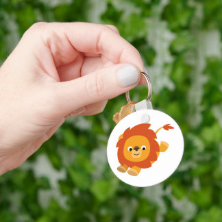 Cute Perky Cartoon Lion Keychain