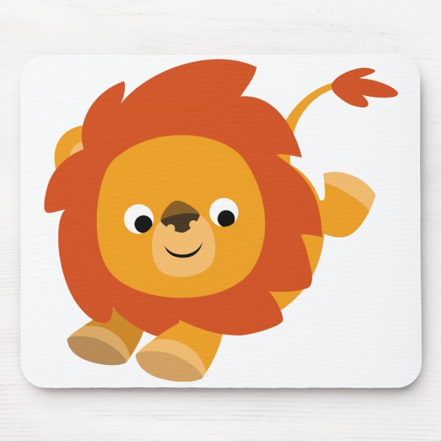 Cute Perky Cartoon Lion Mousepad (Front)