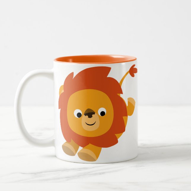 Cute Perky Cartoon Lion Mug (Left)