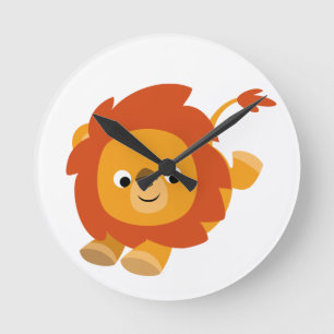 Cute Perky Cartoon Lion Wall Clock