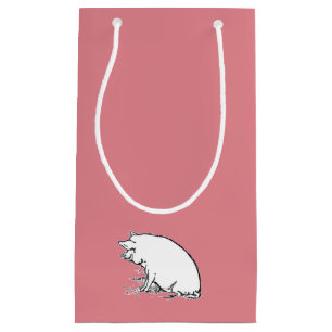 Cute Perky Pig Cartoon, Farm Animal Ink Sketch Small Gift Bag