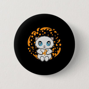 Cute Persian Cat Anime Kitten Leukaemia Awareness 6 Cm Round Badge