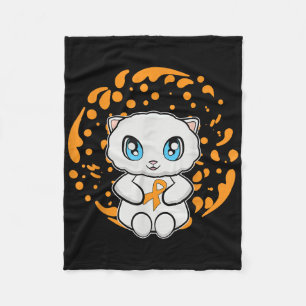 Cute Persian Cat Anime Kitten Leukaemia Awareness Fleece Blanket
